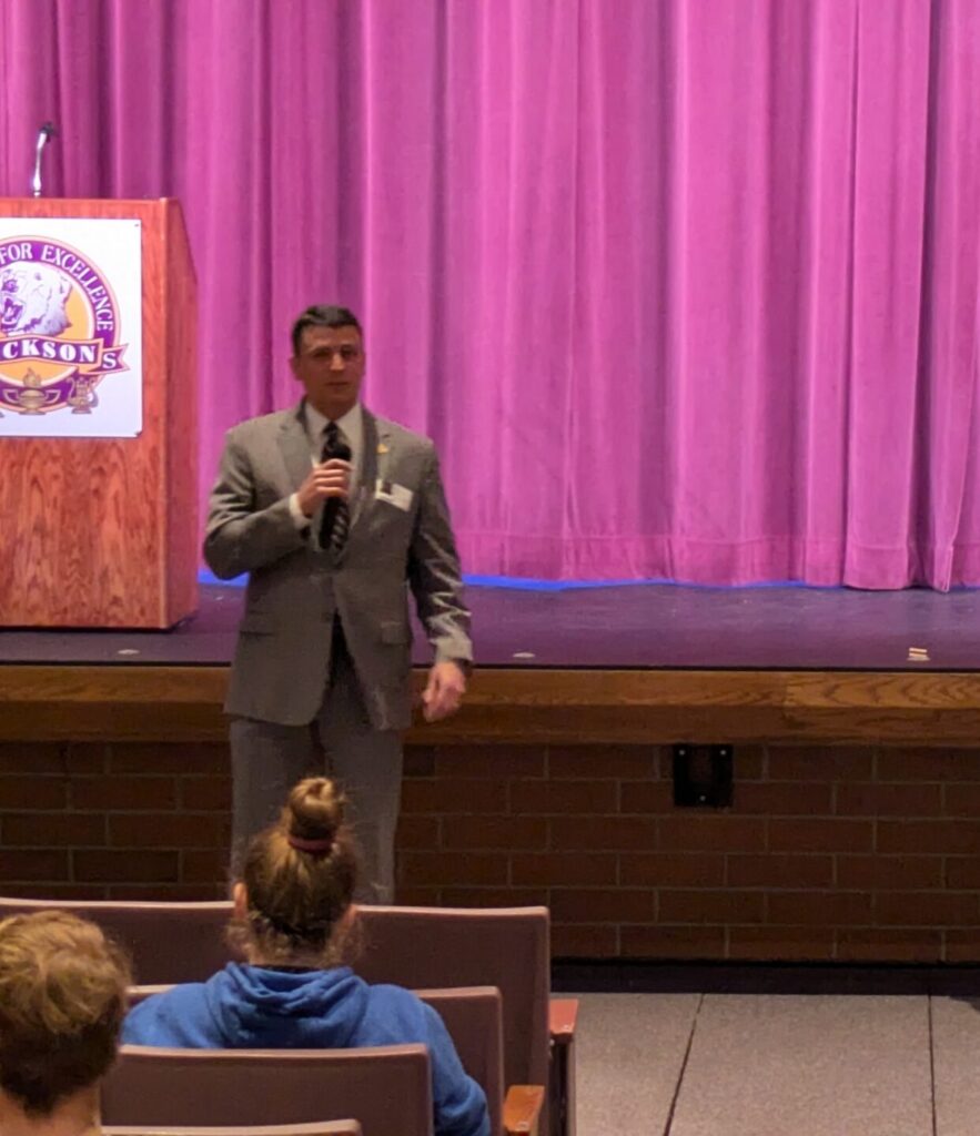 Hawke & Hardesty Speaking to Students at Jackson High School